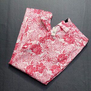 NEW NWT Women's Talbots The Perfect Skimmer Crop Pants Pink White sz. 8